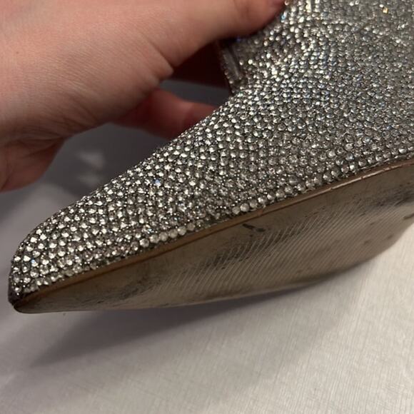 Steve Madden Callen Silver Rhinestone Ankle Pointed Toe 4.35" Mirror Heel 8 Boot - Picture 8 of 15